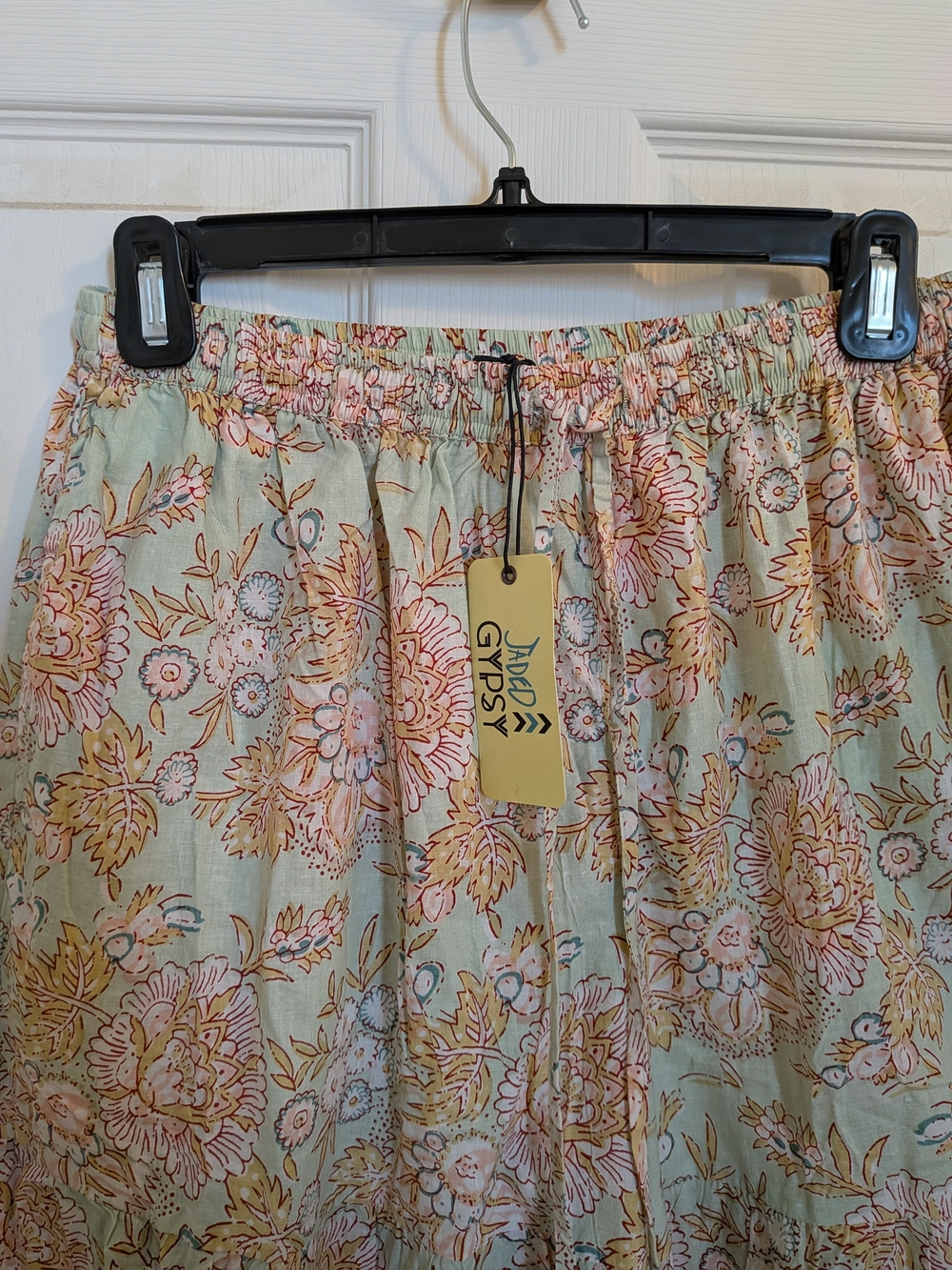 NWT Jaded Gypsy In The Meadow Wide Leg Pants- Light Sage & Pink - Picture 2 of 5